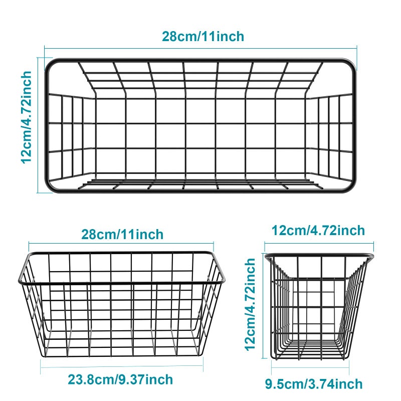 Deertaip Hanging Kitchen Baskets For Storage Adhesive Small Wire Storage Baskets No Drilling Wall Mounted Shelf with Kitchen Food Pantry Bathroom Shelf Storage, 2 PACK, Black - Image 2